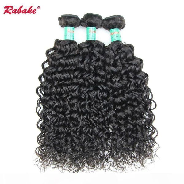 

brazilian virgin water wave human hair 3 bundles with closure rabake unprocessed 8a peruvian malaysian indian 4x4 lace closures, Black;brown