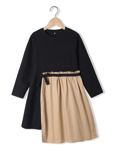 

girls 2 in 1 frill trim bow front smock dress she, Red;yellow