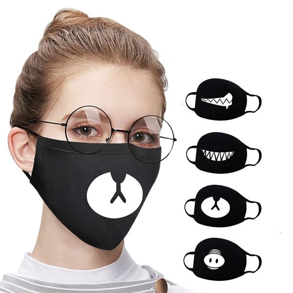 

cute smile cool cotton bear creative teeth travel face cover men women kpop halloween decorative black mask