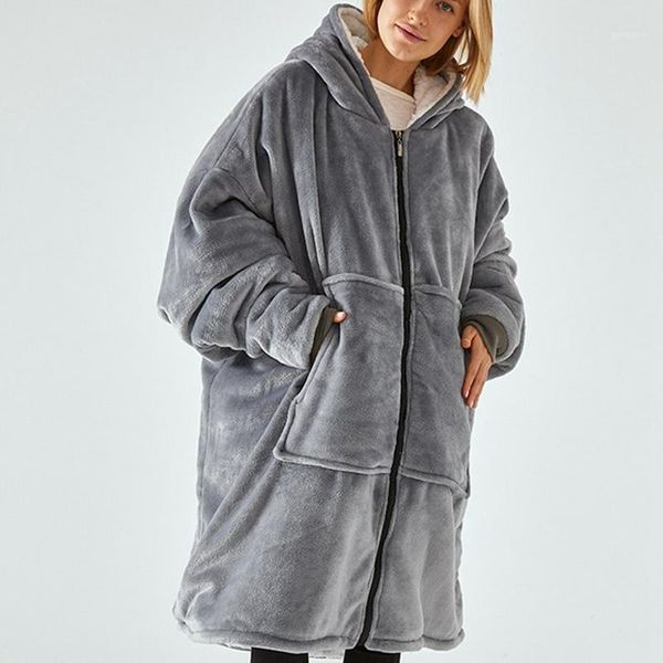 

zip up oversized hoodie sweatshirt women fleece giant tv blanket with sleeves hoodies women sweatshirts winter clothes1, Black