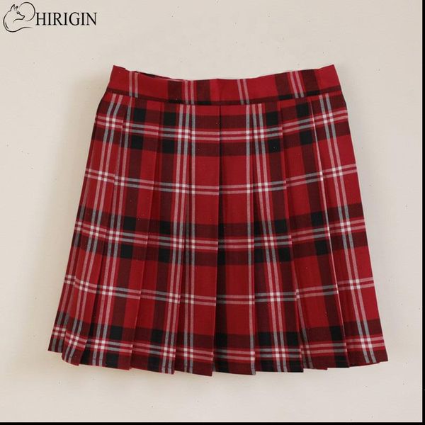 

campus style high waist skirts women girls sailor scotland plaid checks school uniform pleated skirt cotton tartan skirt, Black