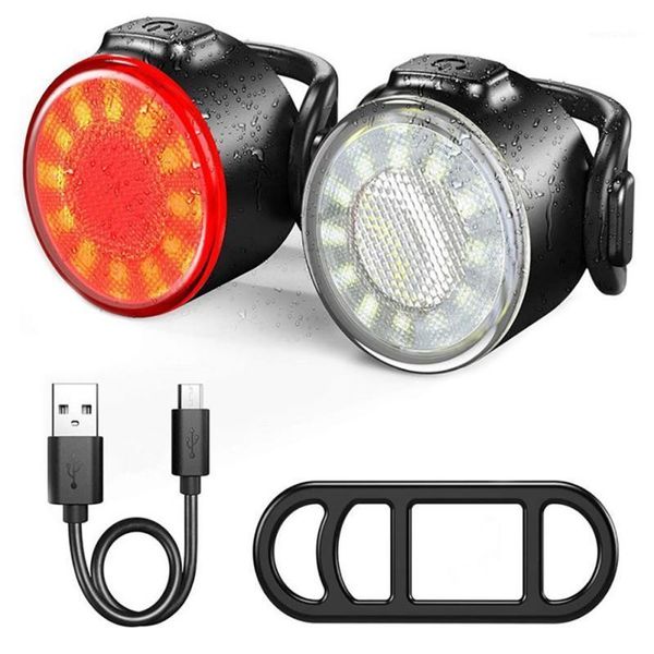 

bicycle front rear light kit led bicycle lights set usb charging bike safety front headlight taillight rear light1