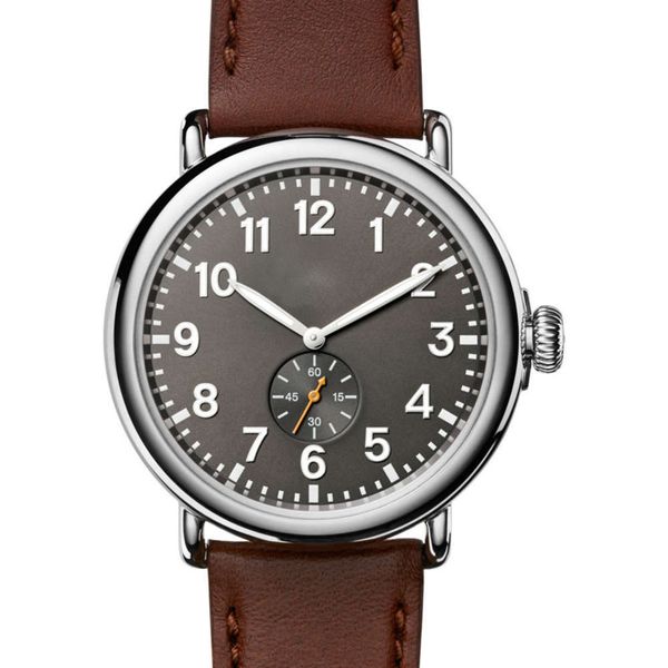 

watch fukang quartz new solid men's two needle semicircle head real belt watch, Slivery;brown