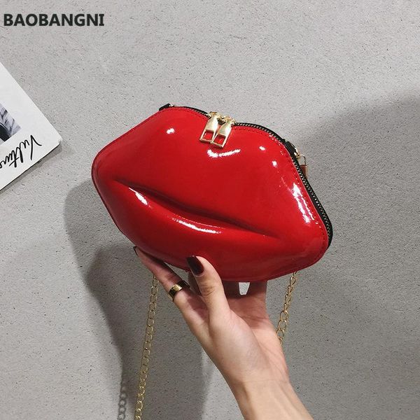 

mini trendy all-match women's bag new luxury designer zipper women's shoulder bag lip shape clutch fashion pvc messenger