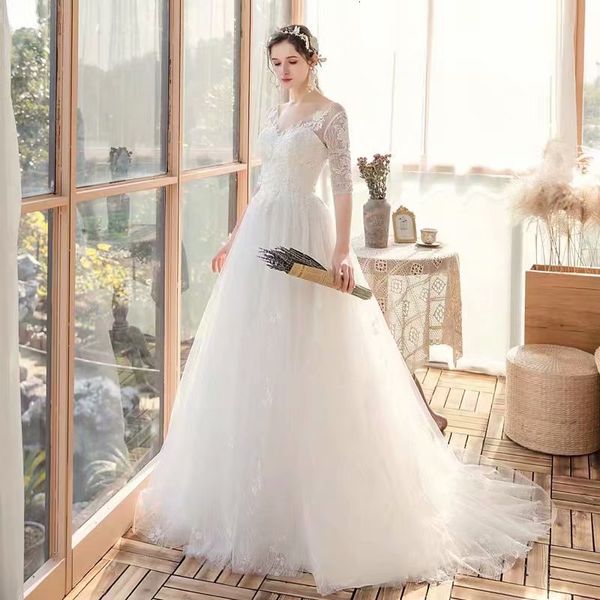 

2021 new dress low-cut v wedding gown dressed as a bride hvff, Blue;red