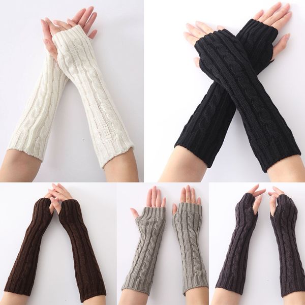 

wrist mitten winter knitted arm women warmer long hand warm fingerless gloves