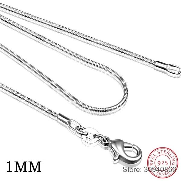 

1mm/2mm 925 silver snake chain necklaces statement jewelry women sterling silver chokers necklace accessory