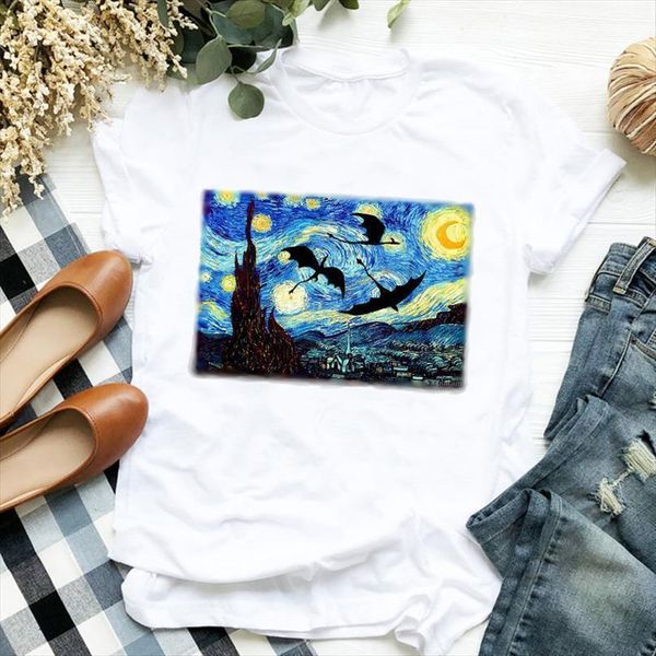 

women lady t shirt sculpture printed tshirt ladies short sleeve loose tee shirt women female clothes graphic t-shirt, White