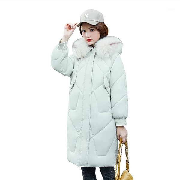 

new women white parkas fashion 2020 korean version of the knee coat in the long section of slim down cotton women's jackets1, Black