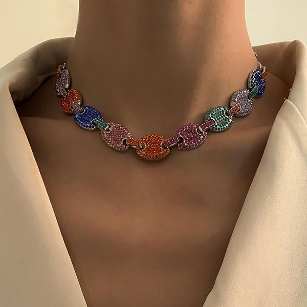 

chokers timeonly romantic colorful rhinestones choker necklace for women ladies elegant charms necklaces party gifts jewellery sweet, Golden;silver