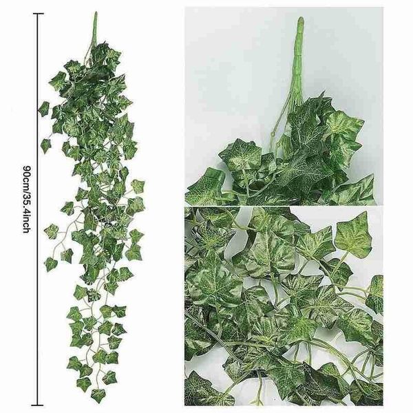 

1pcs artificial plant flower rattan fake hanging vine plant leaves garland home garden wall decoration green party supplies