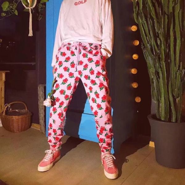 

new pink flowers 2021 le fleur tyler find some time crewneck sweatpants thicken # c76 awvv, Black