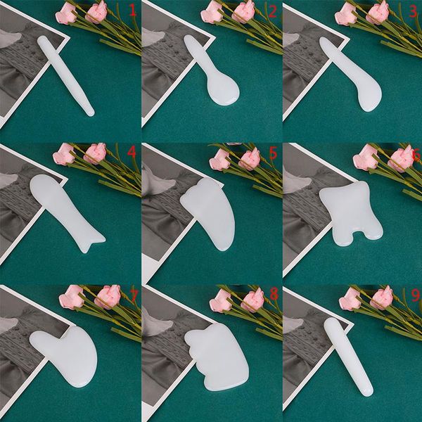 

full body massager 1pcs white scraper pressure therapy massage tools natural jade guasha board stone for face neck back