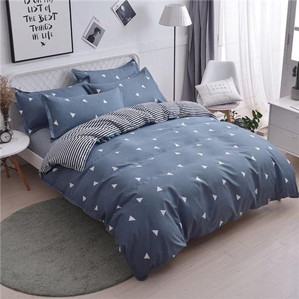 

geometry side ab textile set flat sheet bed linen duvet stripe bedding cover modern summer pillowcase grid home bbykkx lg2010