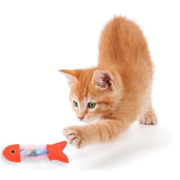 

legendog 2pcs/set cat toys lovely non-woven fish shape cat chew toys cat ball feather interactive toy pet supplies rand jllmkr