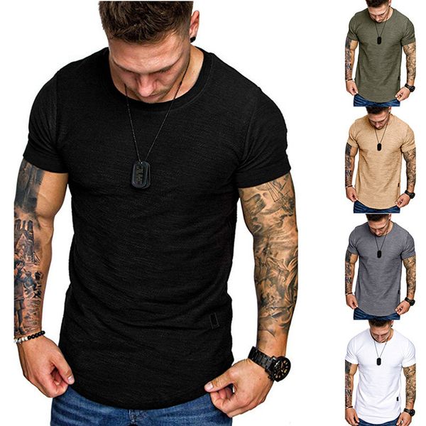 

new short sleeve t-shirt trend cotton summer round neck leisure personality fashion men's sports, White;black