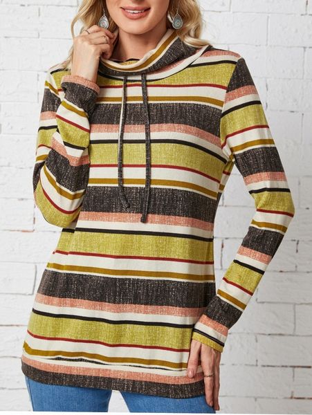 

emery rose block striped drawstring sweatshirt n9ok#, White;black