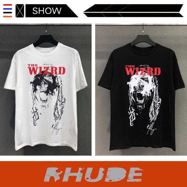 

hip hop brand rhude short sleeve t-shirt, Black