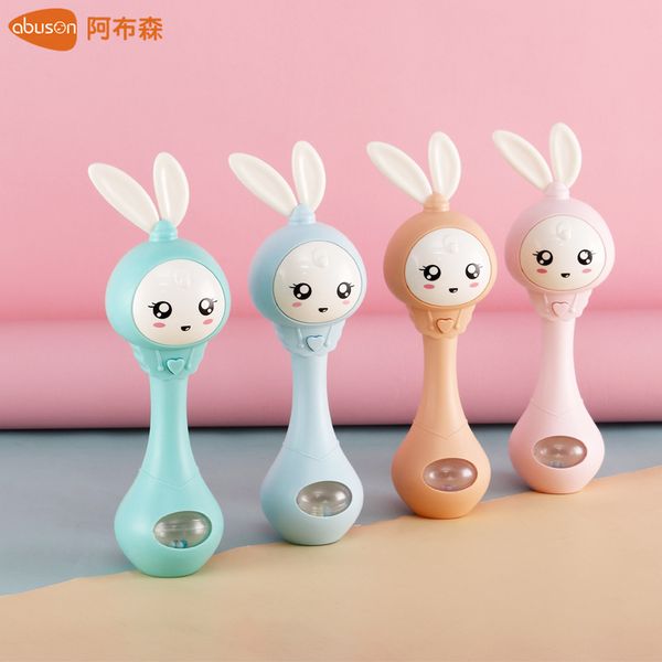 

baby hand rattles bells 4 color education toys puzzle music and light shaking rattles rhythm induction baby toys