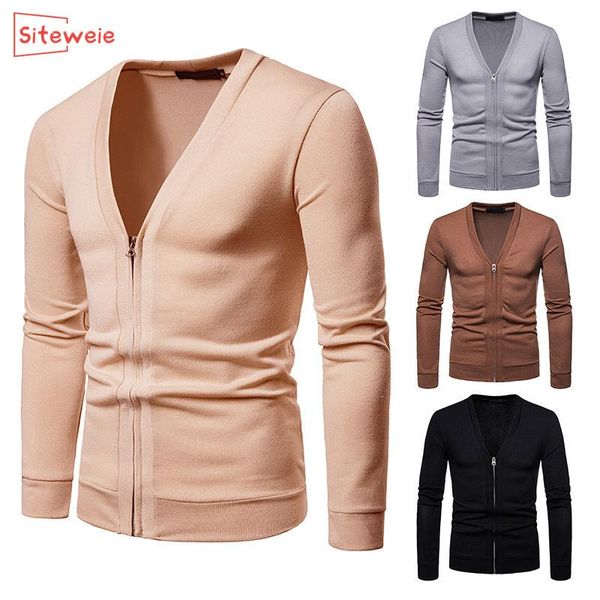 

men's sweaters siteweie selling fashion mens slim zipper teenagers jacket cardigan knitted coats casual simple solid sweater g438, White;black