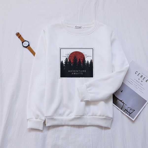 

februaryfrost cosmic belief harajuku winter women's hoodies & sweatshirts new ins fashion cartoon print letters long sleeve casual hood, Black
