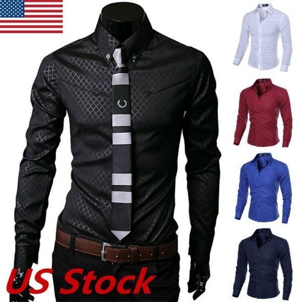 

new fashion mens luxury stylish slim fit shirts male formal long sleeve turn-down collar single breasted argyle dress shirts1, White;black