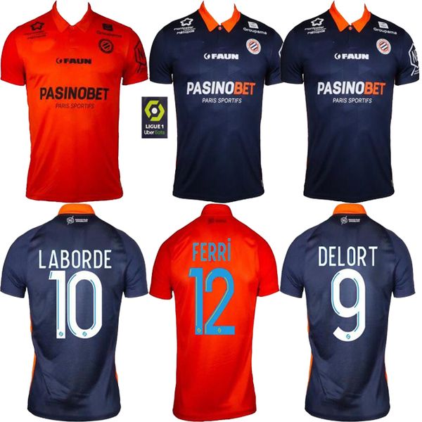 

новый монпелье hsc jersey de football 2021 accueil delort laborde maillot de foot chemise monphellier camara savanier uniforme de footbal, Black