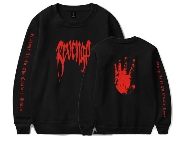 

xxxtentacion rapper commemorative pullover sweatshirt xxx revenge letter hands palm print sweater tshirt men women fashion design hoodies, Black