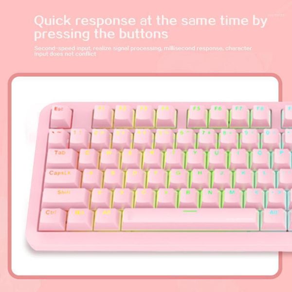 

usb wired blue switches gaming keyboard plug and play ergonomic rgb backlight stylish 104 keys adjustable knob home office1