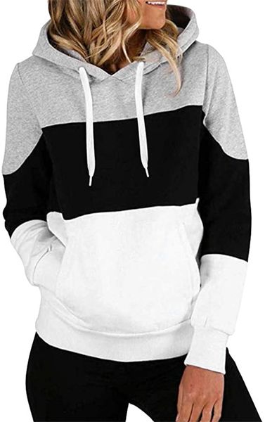

women's hoodies autumn winter long sleeve oversized hoodie women black striped womans clothes pullover grey sweatshirt women drawstring