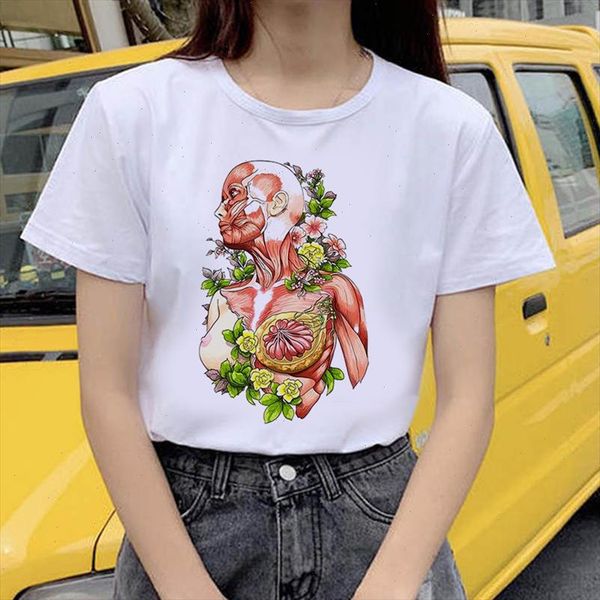

organ flower summer new printed t shirt 90s short sleeve graphic tees women vogue t shirt ladies summer casual t shirt, White