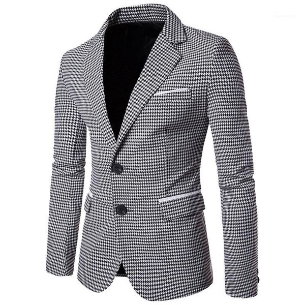 

nibesser casual plaid print men blazer fashion long sleeve wedding dress coat autumn white social business mens blazer jacket1, White;black