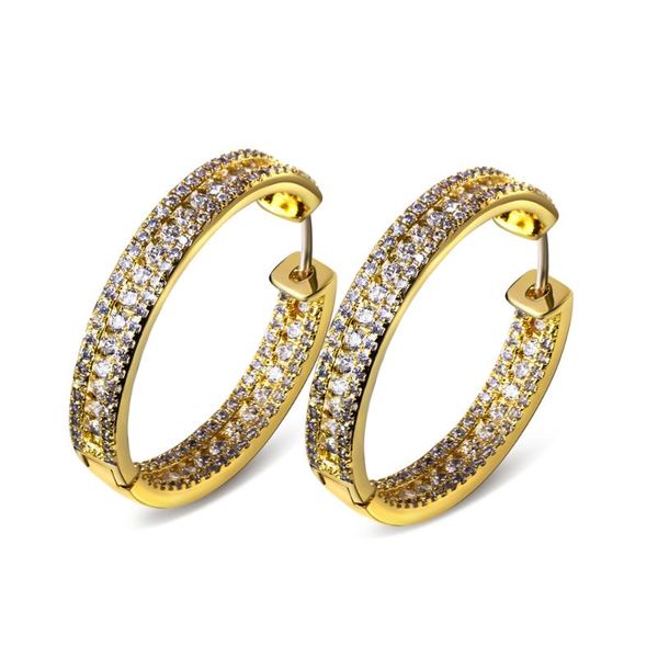 

30mm fashion hoop earring latest design earrings for women white cz setting wedding earring body jewelry ent, Golden;silver