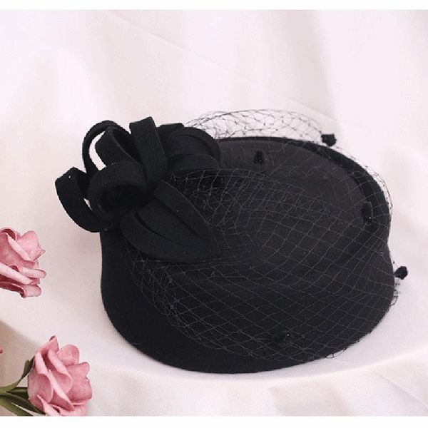 

2019 adjustable fascinating fedoras elegant female wool felt mesh bow floral formal berets fedora hats for women berets lm008 h wmtxnr