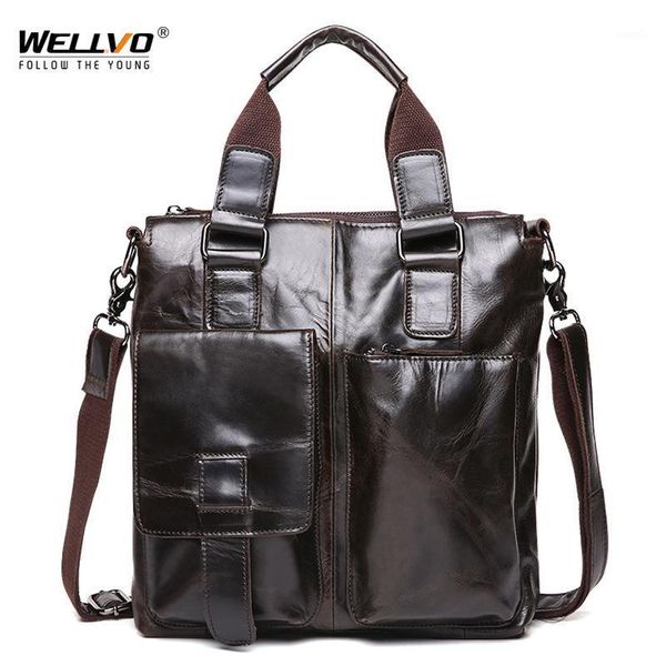 

briefcases genuine leather briefcase men business handbag office crossbody shoulder bags male vintage retro documents handbags men's xa