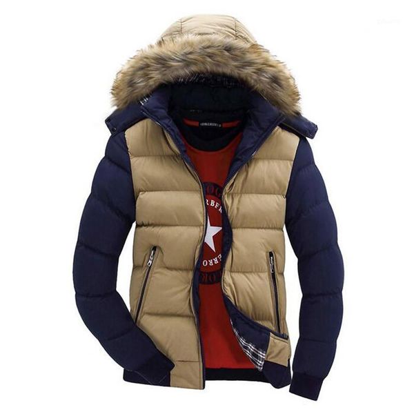 

wholesale- fashion mens fur hooded down parka slim fit thick warm winter jackets for male size m-xxxl casual puffer coats with hood q2558/1, Black
