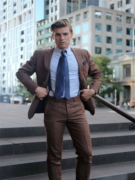 

2020 fashion slim fit men suit notch lapel latest coat pant design brown mens suits bespoke wedding men tuxedos1, White;black
