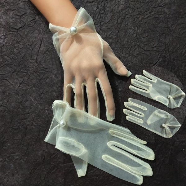 

women's guantes transparentes black white champagne mesh tulle gloves club party dancing sheer glove bridal wedding satin gloves h jllf