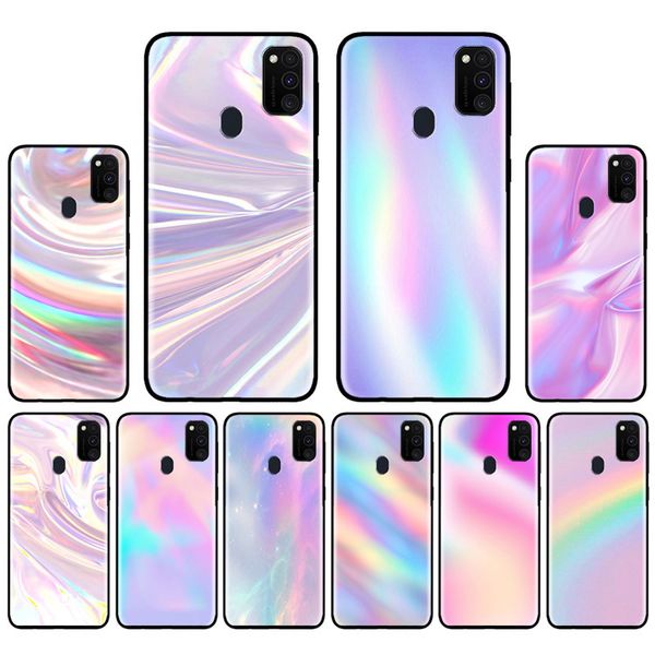 

phone fall cover case for samsung galaxy m10 m10s m20 m20s m30s m40 m31 m51 a7 a9 soft shell coque gradient rainbow laser