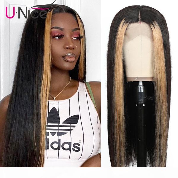 

дзю г.х. е unice волос 13x4 highlight парики 8-24" бразильский прямые волосы wigsnatural парики бесплатная доставка, Black