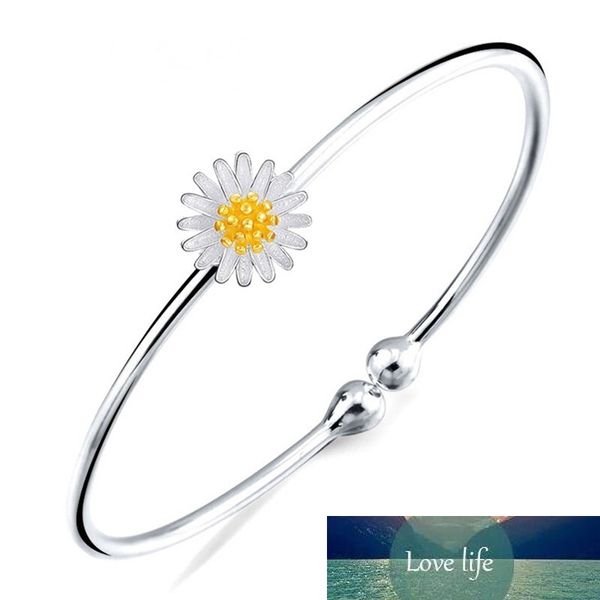

elegant women daisy flower bangle opening bracelet bangle, Black