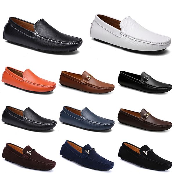 Leder Doudou Mode Herren Casual Fahrschuhe Atmungsaktive weiche Sohle Light Tans Schwarz Marine Weiß Blau Silber Gelb Grau Schuhe All-Match Lazy Cross-Border GAI