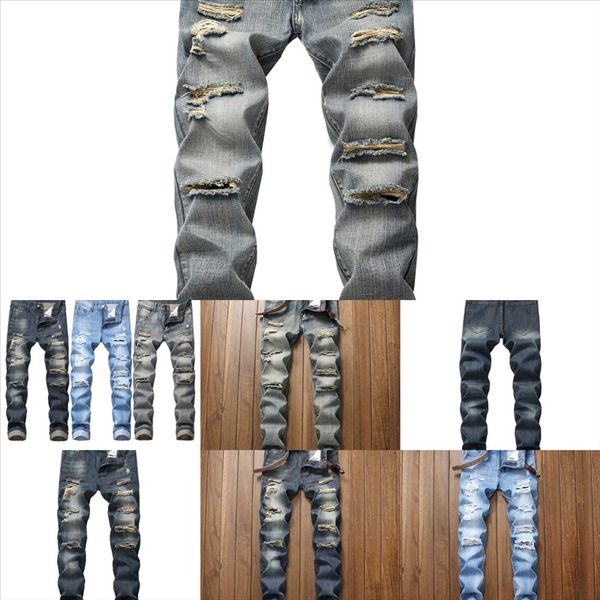 

57hqo new men's jeans plus size baggy dener denim black man s camouflage jeans cargo jeans men streetwear harem spliced pants hole elas
