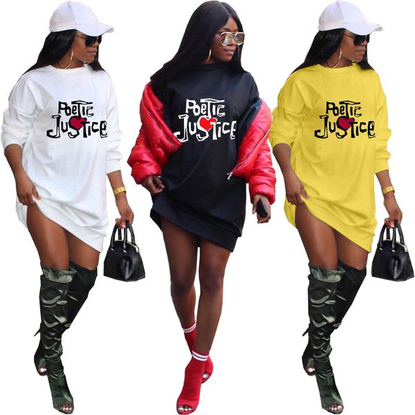 

2020 new ladies dress round neck long sleeve dress street trendy letter printing fashion dress skirt plus size women clothing dhl, Black;gray