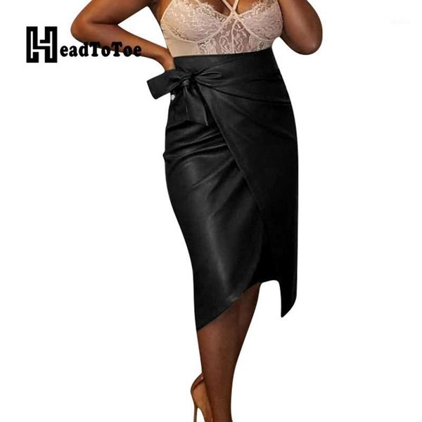 

skirts women high waist solid pu pencil bodycon skirts1, Black