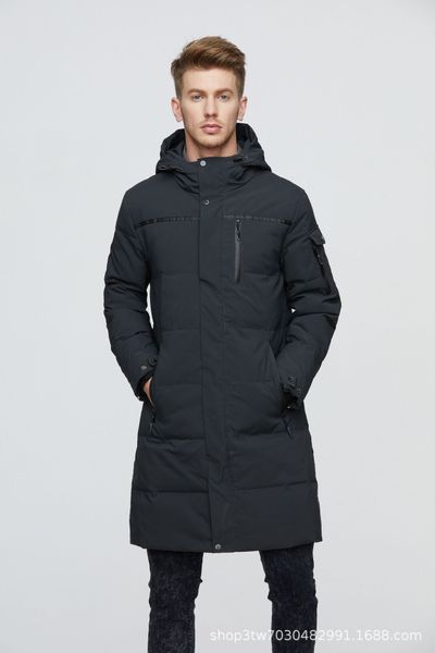 

866# long down jacket for middle-aged and old men, Black;brown