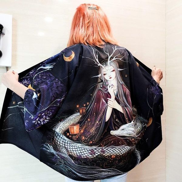 

kimono women yukata haori japanese kimono cardigan yukata female japanese streetwear samurai japan clothing cosplay ff202101, Red