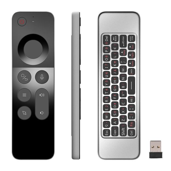 W3 2.4G Voz Airless Air Mouse Controlador Remoto Mini teclado para Android TV Box Windows Mac OS Linux Giroscópio