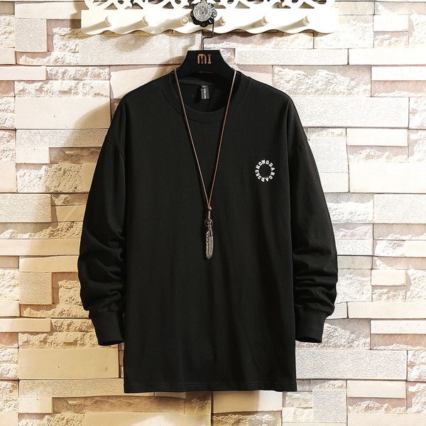 

long sleeves men's print white black patchwork tshirts 2021 new spring autumn clothes hip hop t-shirt tees m3e8