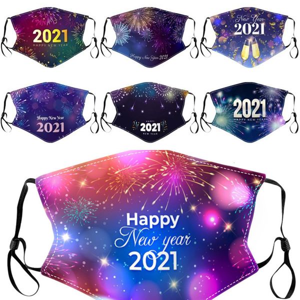 

u7pe8u designer new yesars fashion face mask print colorful firworks 2021 man woman masks dust pm2.5 reusable adjustable n